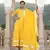 Yellow embroidered cotton kurta-suits
