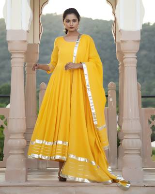 Yellow embroidered cotton kurta-suits 2
