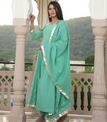 Green embroidered cotton kurta-suits