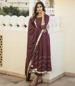Maroon embroidered cotton kurta-suits