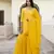 Yellow embroidered cotton kurta-suits