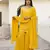Yellow embroidered cotton kurta-suits