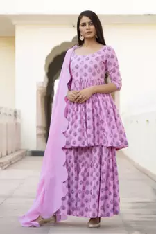 Pink embroidered cotton kurta-suits