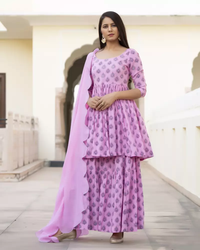Pink embroidered cotton kurta-suits