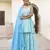 Turquoise embroidered cotton kurta-suits