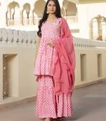 Coral embroidered cotton kurta-suits