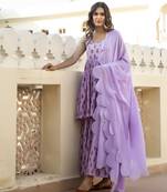 Purple embroidered cotton kurta-suits