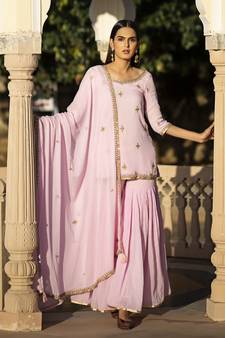 Pink embroidered cotton kurta-suits