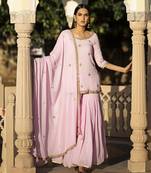 Pink embroidered cotton kurta-suits