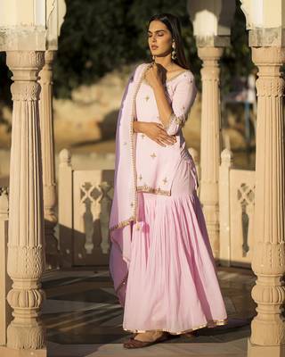 Pink embroidered cotton kurta-suits 2