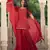 Red embroidered cotton kurta-suits