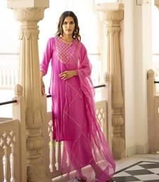 Pink embroidered cotton kurta-suits