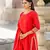Red embroidered cotton kurta-suits