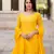 Yellow embroidered cotton kurta-suits