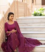 Maroon embroidered cotton kurta-suits
