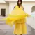 Yellow embroidered cotton kurta-suits