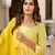 Yellow embroidered cotton kurta-suits
