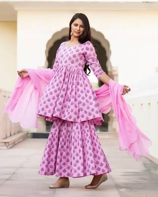 Pink embroidered cotton kurta-suits 2