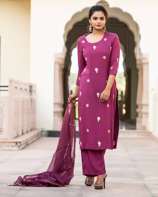 Purple embroidered cotton kurta-suits 3