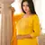 Yellow embroidered cotton kurta-suits