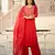 Red embroidered cotton kurta-suits