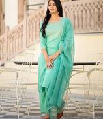 Green embroidered cotton kurta-suits