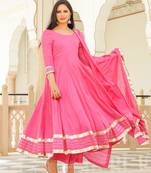 Magenta embroidered cotton kurta-suits