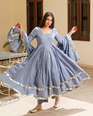 Grey embroidered cotton kurta-suits 1