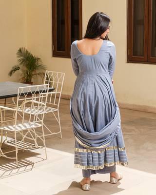 Grey embroidered cotton kurta-suits 3