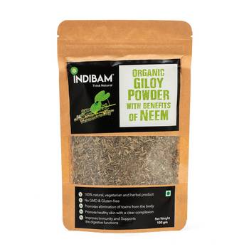 INDIBAM's 100% Pure Organic NEEM GILOY Powder (Guduchi/Gulvel Stem) (Pack of 100 Gram), Pesticides free 2