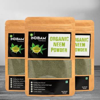 INDIBAM's Pure Organic Neem Powder (Azadirachta indica), Natural Neem Leaves Powder, 100 Gms, Pesticides free 1