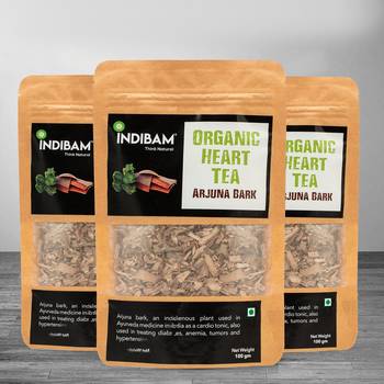 INDIBAM's 100% Pure Organic Heart Tea | Arjun Chhal | Diabetes, Weight Loss , Heart Diseases - 100Gram, Pesticides Free. 6