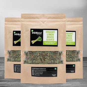 INDIBAM's 100% Organic & Pure LEMON GRASS Powder, Cymbopogon citratus Powder,  100 Grams Pack. Helps to control sugar 1