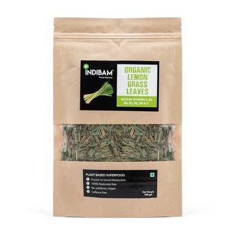 INDIBAM's 100% Organic & Pure LEMON GRASS Powder, Cymbopogon citratus Powder,  100 Grams Pack. Helps to control sugar 2