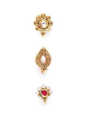 Gold crystal nose-ring 1