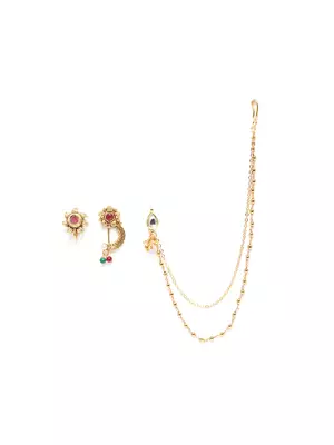 Gold crystal nose-ring 3