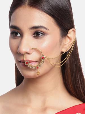 Gold crystal nose-ring 1
