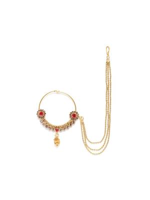 Gold crystal nose-ring 2