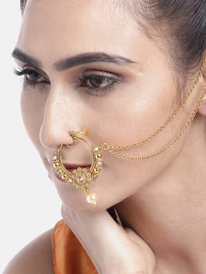 Gold crystal nose-ring 1