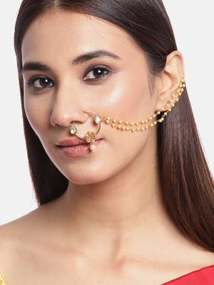 Gold crystal nose-ring 1