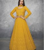 Yellow embroidered georgette salwar