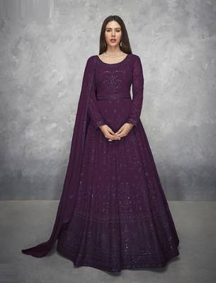 Purple embroidered georgette salwar 1