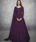 Purple embroidered georgette salwar