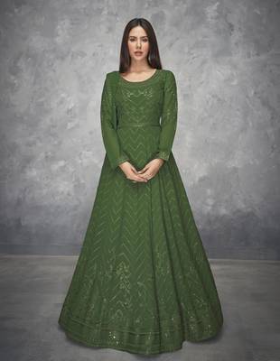 Green embroidered georgette salwar 1