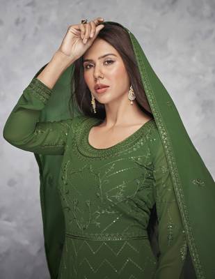 Green embroidered georgette salwar 2