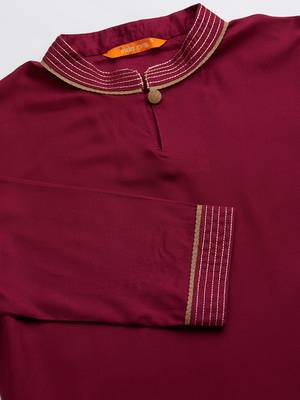 Indo Era Magenta Foil Printed Straight Kurtas 5