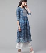Indo Era Blue Printed Anarkali Kurtas
