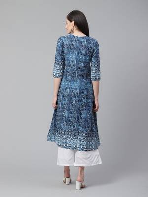Indo Era Blue Printed Anarkali Kurtas 2