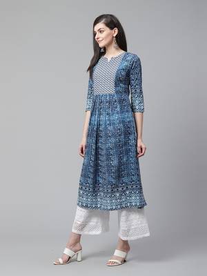 Indo Era Blue Printed Anarkali Kurtas 3
