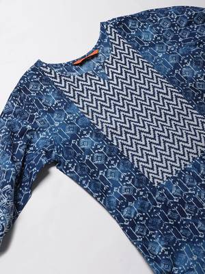 Indo Era Blue Printed Anarkali Kurtas 4
